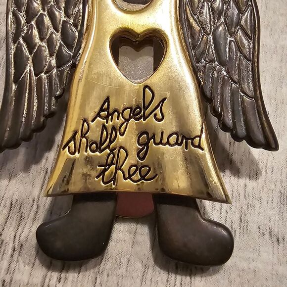 Vintage Metal Angel Money Clip Holder Angels Shall Guard Tree - Picture 2 of 9